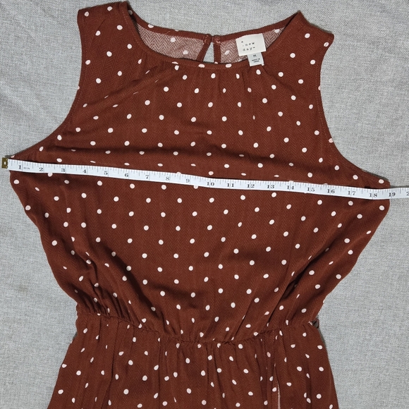 Target A NEW DAY Brown & White Polkadot Sleeveless Dress w/ High-Low Wrap Skirt - Picture 11 of 14